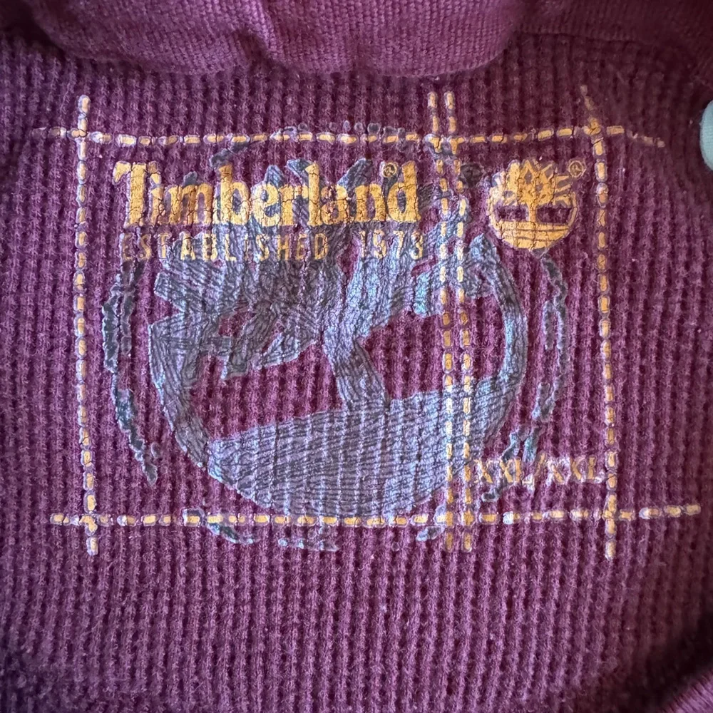 Timberland Waffle Knit Long Sleeve Crewneck Shirt Winter Layer Burgundy Size XXL